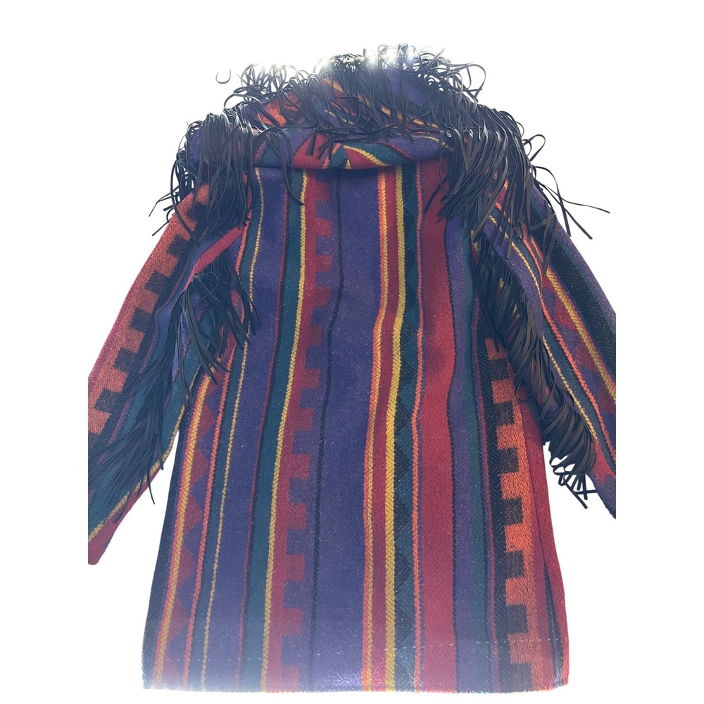 Pioneer Wear Women's Southwestern Fringe Suede Collar Wool Blend Blazer Jacket - Picture 4 of 5